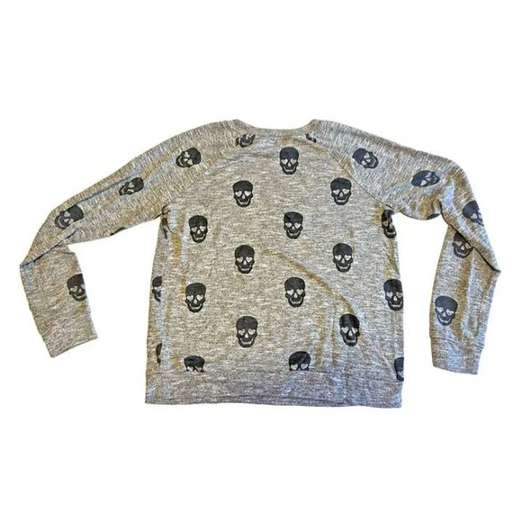 Medium P.J. Salvage Grey Skulls Ultra Soft Pajama Pull Over Sweater Comfy Retro - Picture 4 of 7